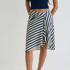 Amélie · Falda midi cruzada de rayas asimétricas