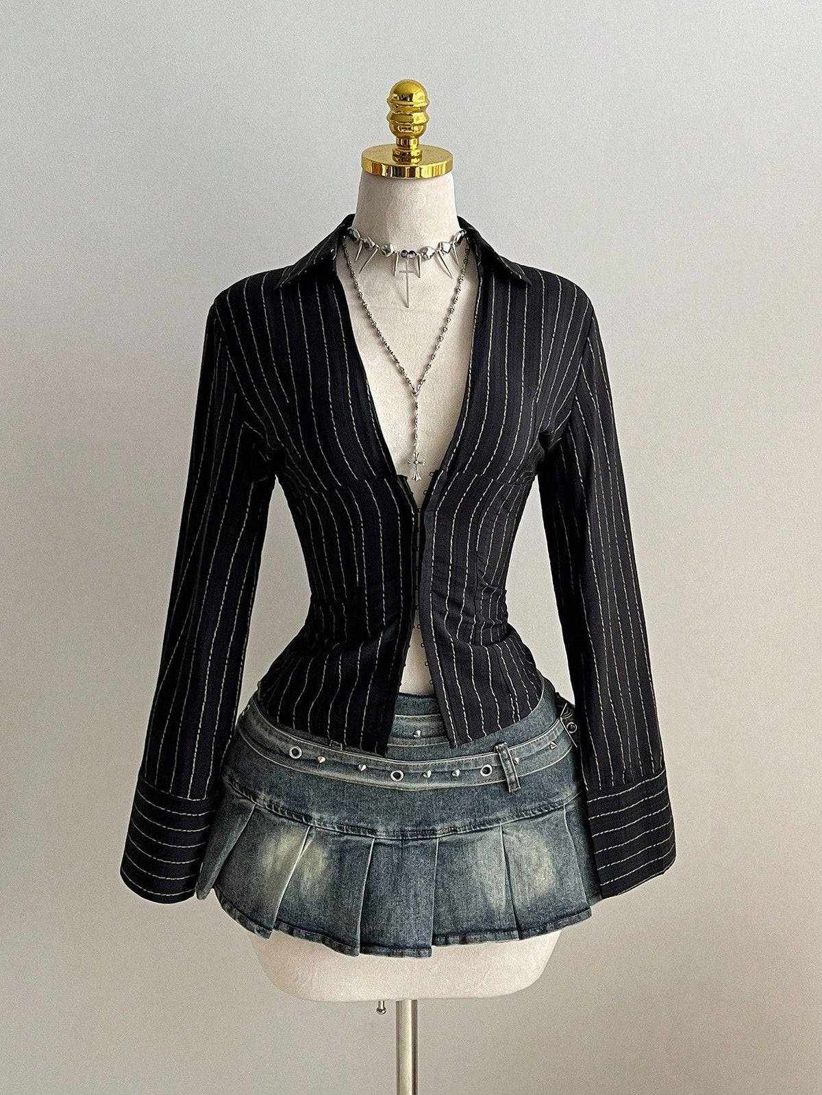 Amélie · Blusa de rayas con corchetes delanteros