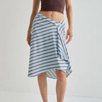 Amélie · Falda midi cruzada de rayas asimétricas