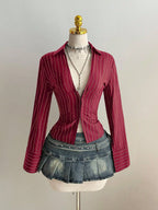 Amélie · Blusa de rayas con corchetes delanteros