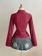 Amélie · Blusa de rayas con corchetes delanteros