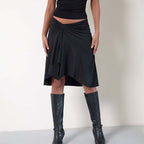Amélie · Falda midi cruzada de rayas asimétricas