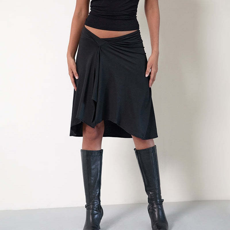Amélie · Falda midi cruzada de rayas asimétricas