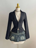 Amélie · Blusa de rayas con corchetes delanteros