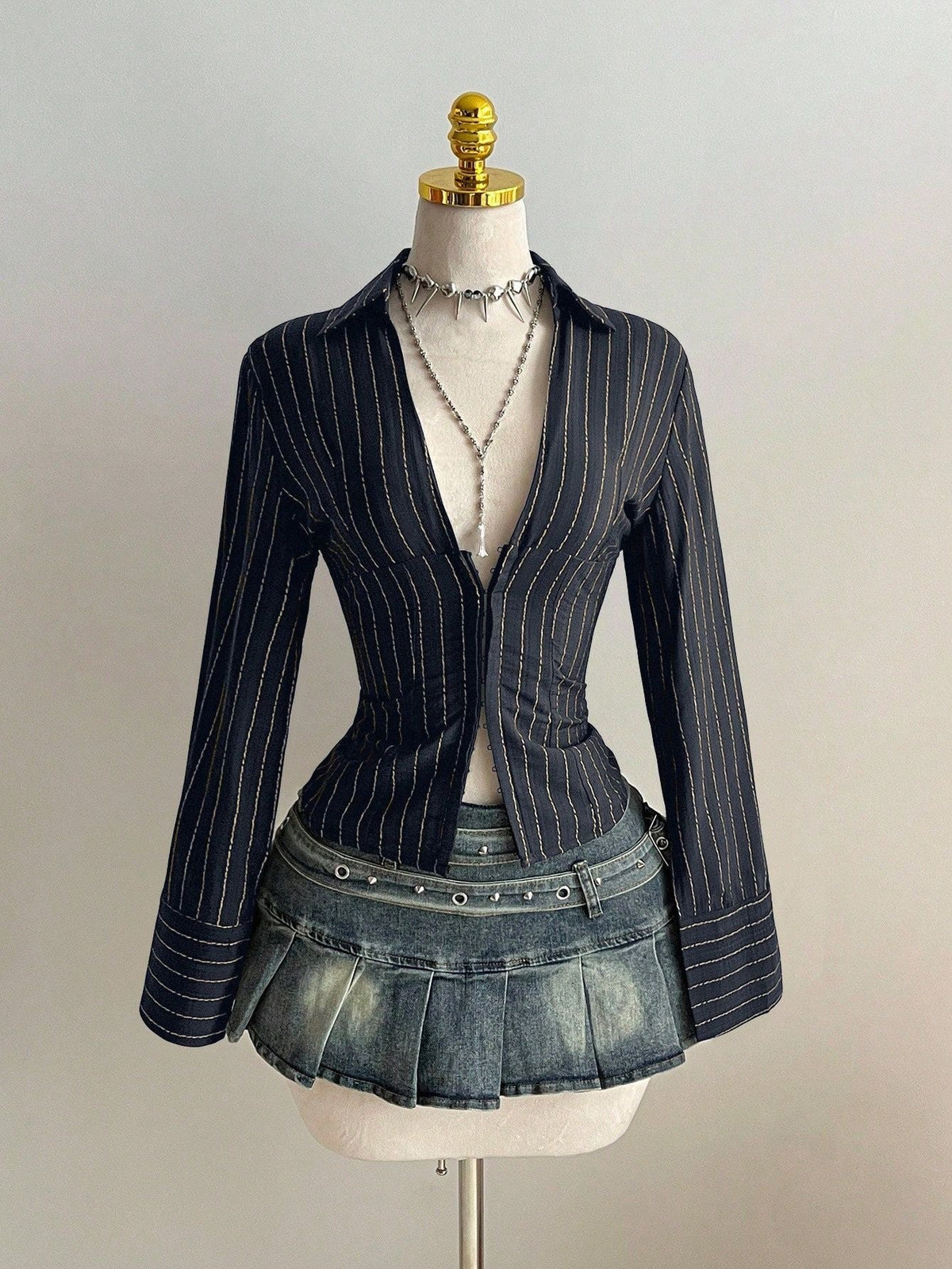 Amélie · Blusa de rayas con corchetes delanteros
