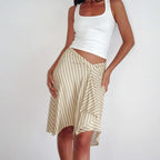 Amélie · Falda midi cruzada de rayas asimétricas
