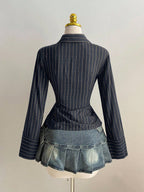 Amélie · Blusa de rayas con corchetes delanteros