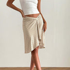 Amélie · Falda midi cruzada de rayas asimétricas