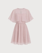 Vestido corto rosa de línea A con escote corazón