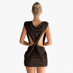 Amélie · Vestido corto fruncido con nudo delantero