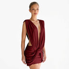 Amélie · Vestido corto fruncido con nudo delantero