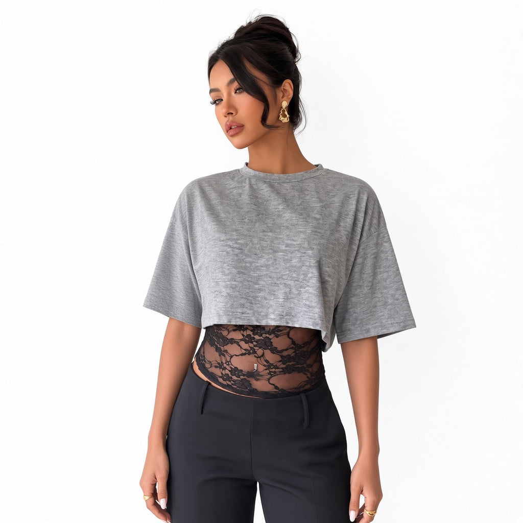 Amélie · Camiseta corta superpuesta con cintura de encaje