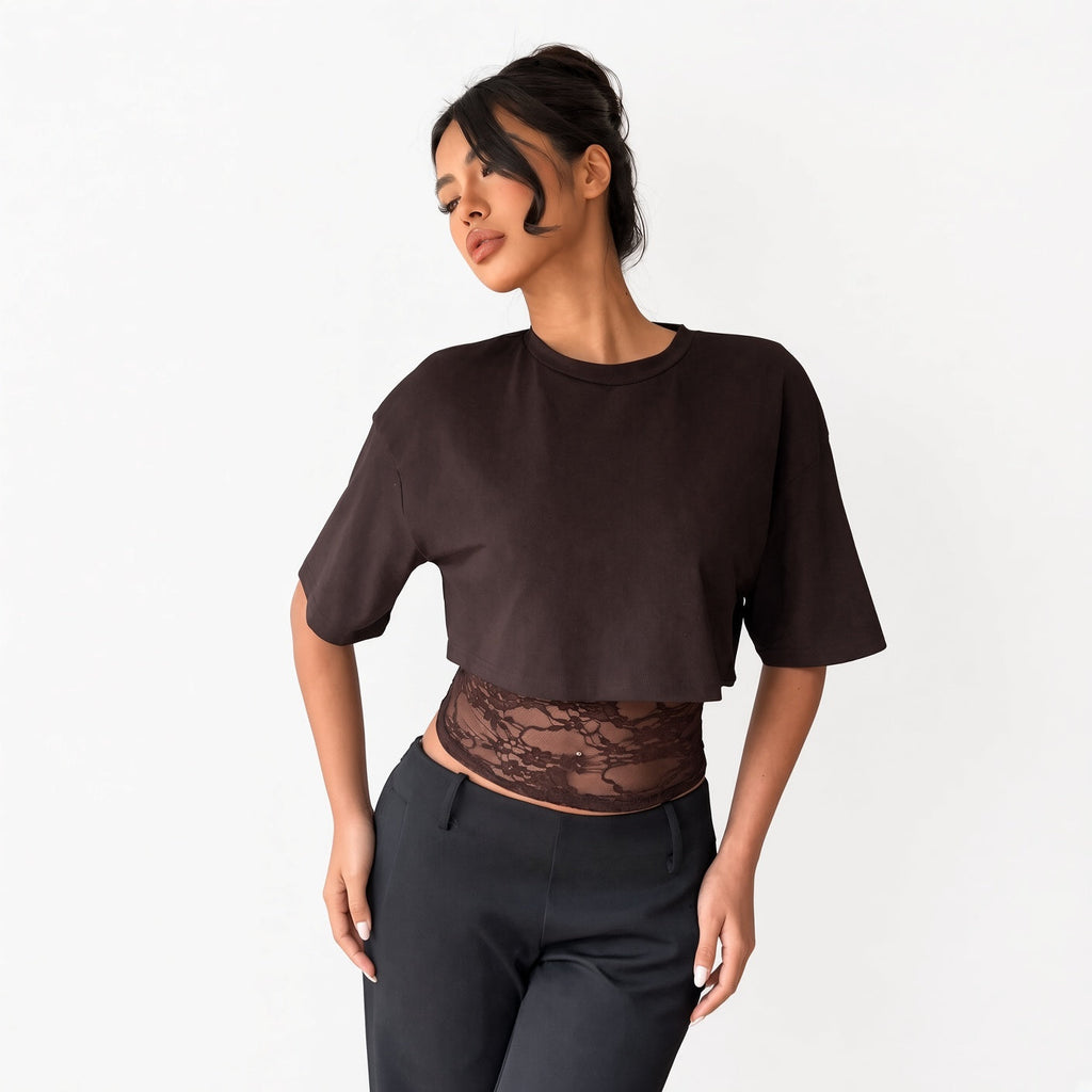 Amélie · Camiseta corta superpuesta con cintura de encaje