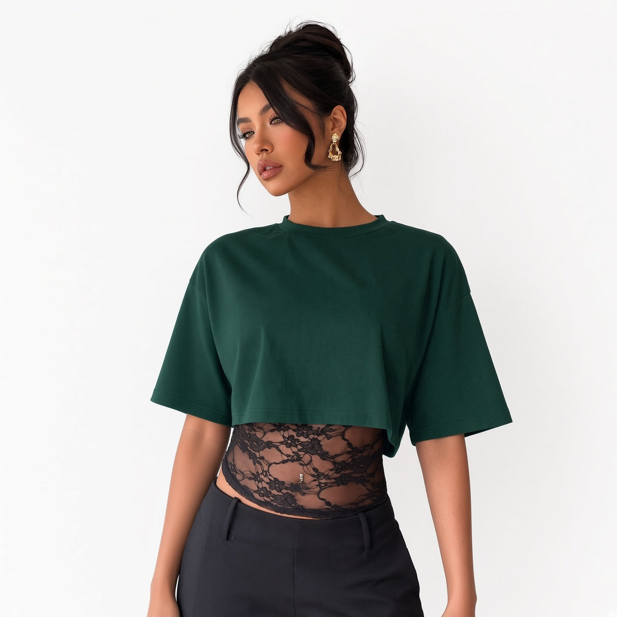 Amélie · Camiseta corta superpuesta con cintura de encaje