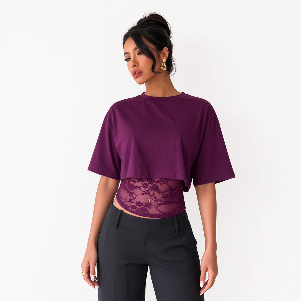 Amélie · Camiseta corta superpuesta con cintura de encaje