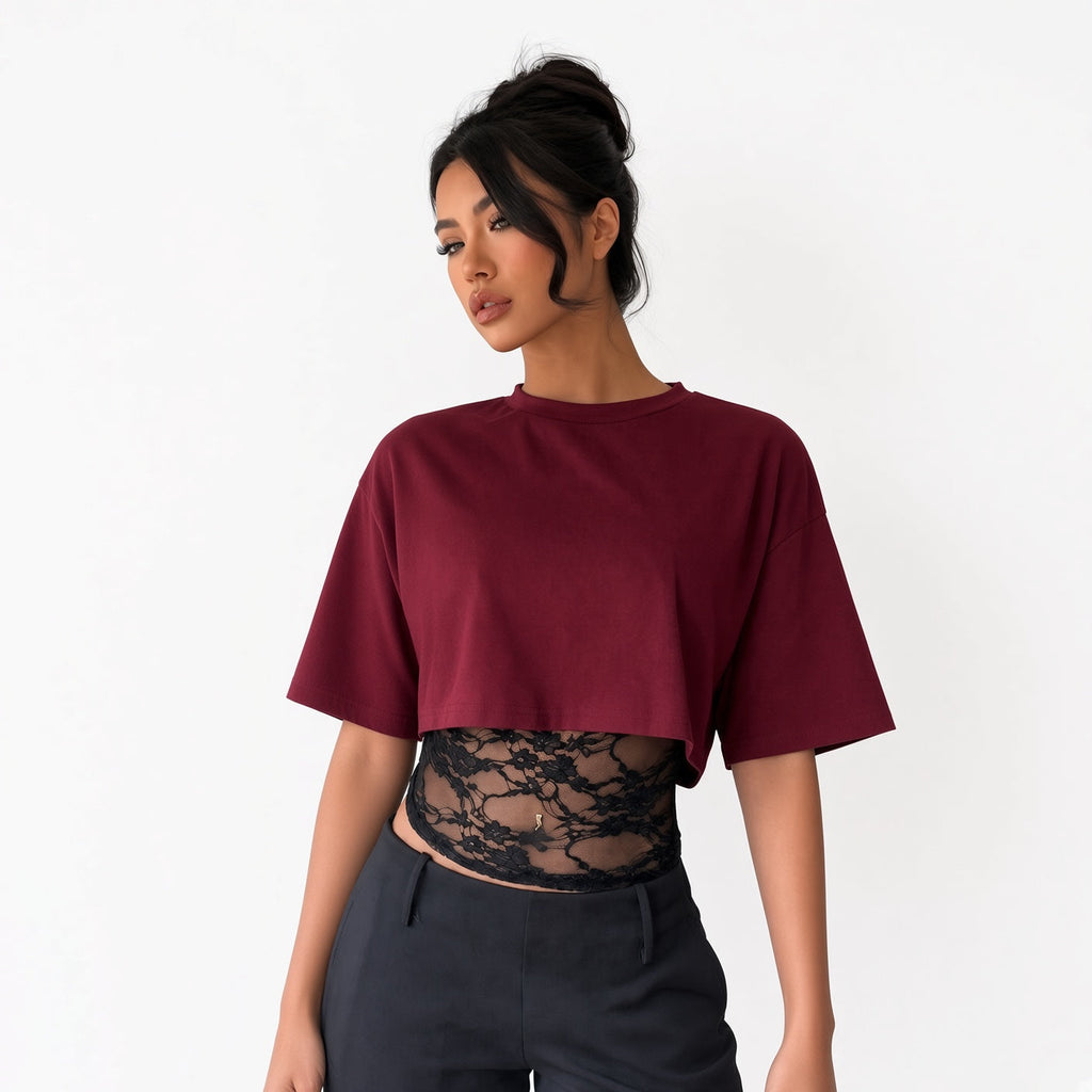 Amélie · Camiseta corta superpuesta con cintura de encaje