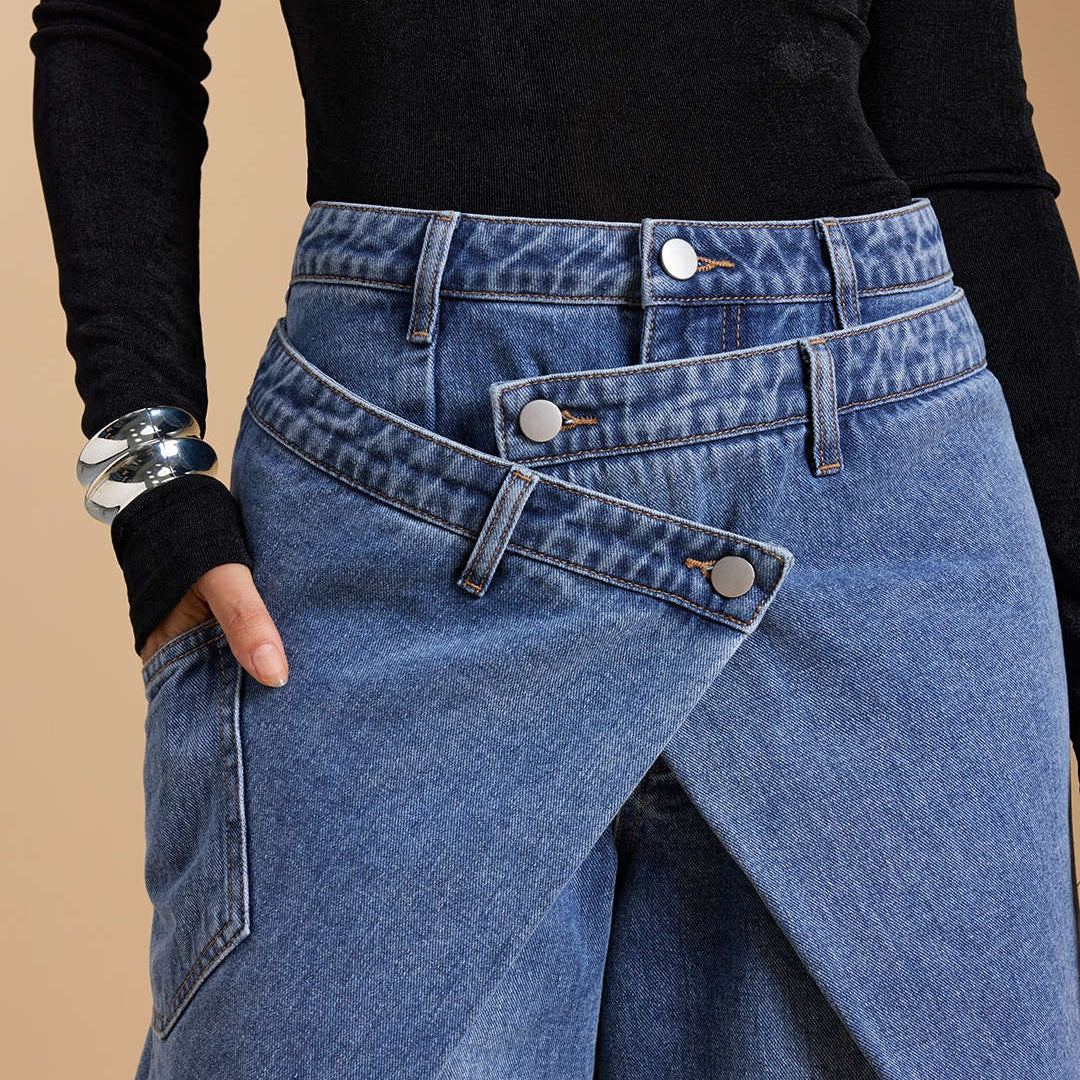 Amélie · Pantalón ancho cruzado asimétrico