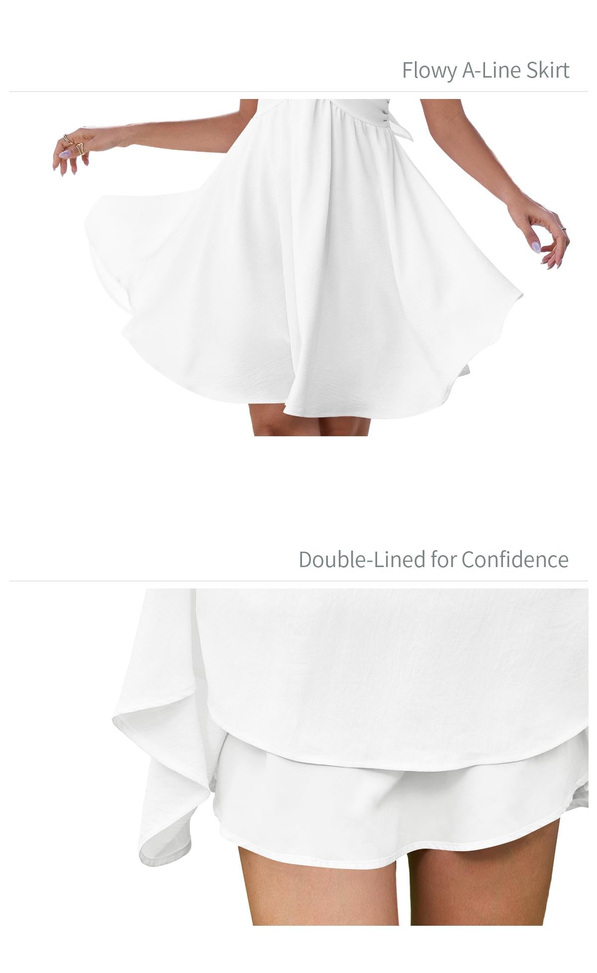 Amélie · Vestido corto con escote corazón, nudo y manga de vuelo