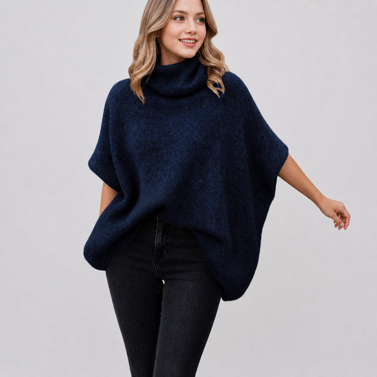 Amélie · Poncho de cuello alto en mezcla de alpaca