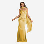 Amélie · Vestido de sirena de satén con pañuelo, hecho a medida