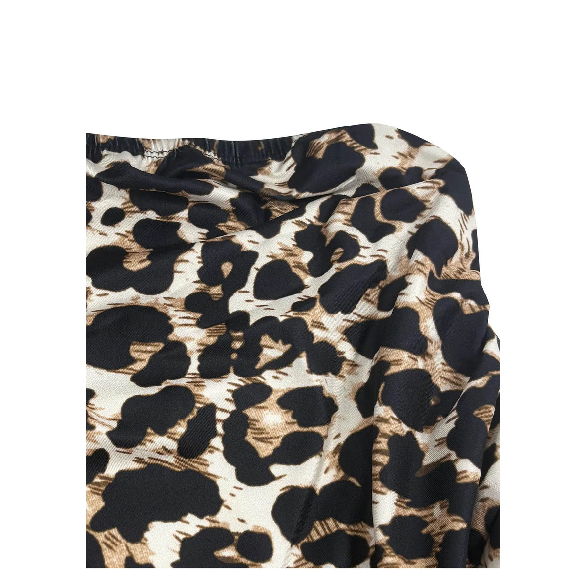 Amélie · Vestido corto palabra de honor de leopardo con volante
