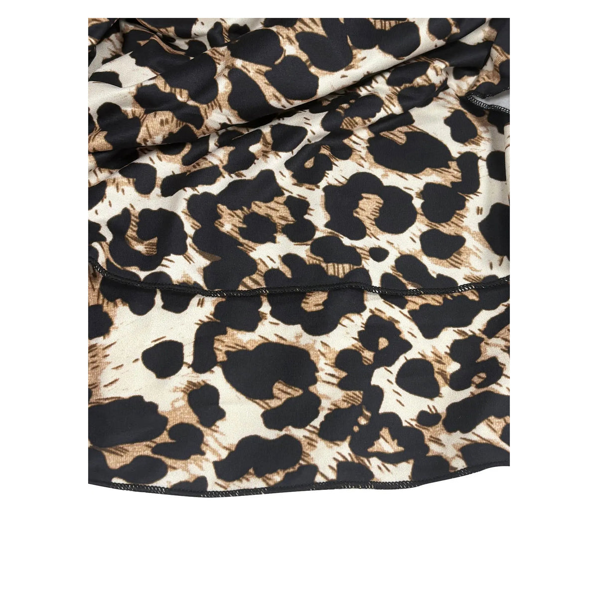 Amélie · Vestido corto palabra de honor de leopardo con volante