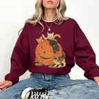 Amélie · Sudadera gruesa de cuello redondo con gatos y calabazas