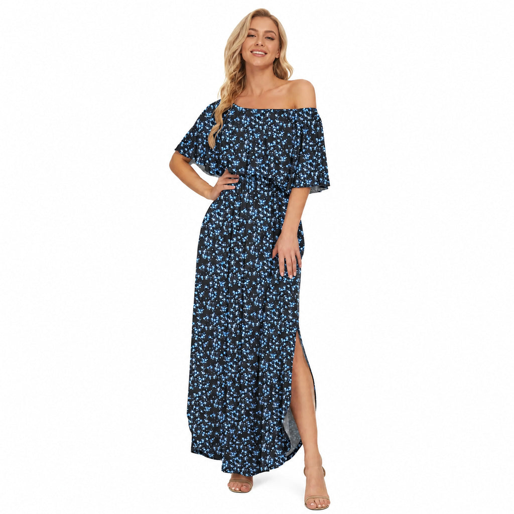 Amélie · Vestido largo de hombros descubiertos con volantes