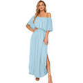 Amélie · Vestido largo de hombros descubiertos con volantes