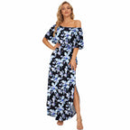Amélie · Vestido largo de hombros descubiertos con volantes