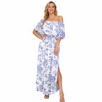 Amélie · Vestido largo de hombros descubiertos con volantes