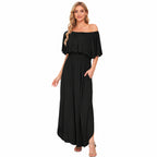 Amélie · Vestido largo de hombros descubiertos con volantes