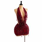 Amélie · Conjunto corto de lentejuelas con cuello halter