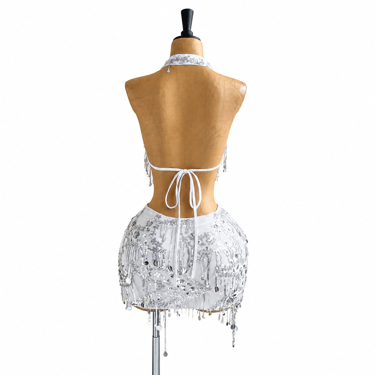 Amélie · Conjunto corto de lentejuelas con cuello halter