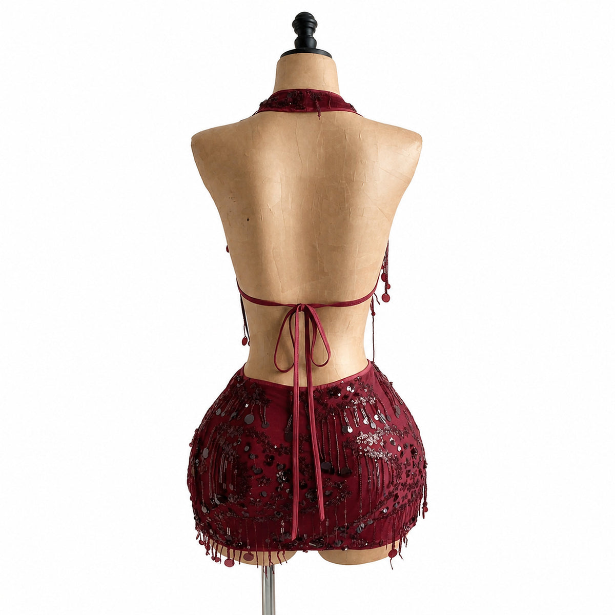 Amélie · Conjunto corto de lentejuelas con cuello halter