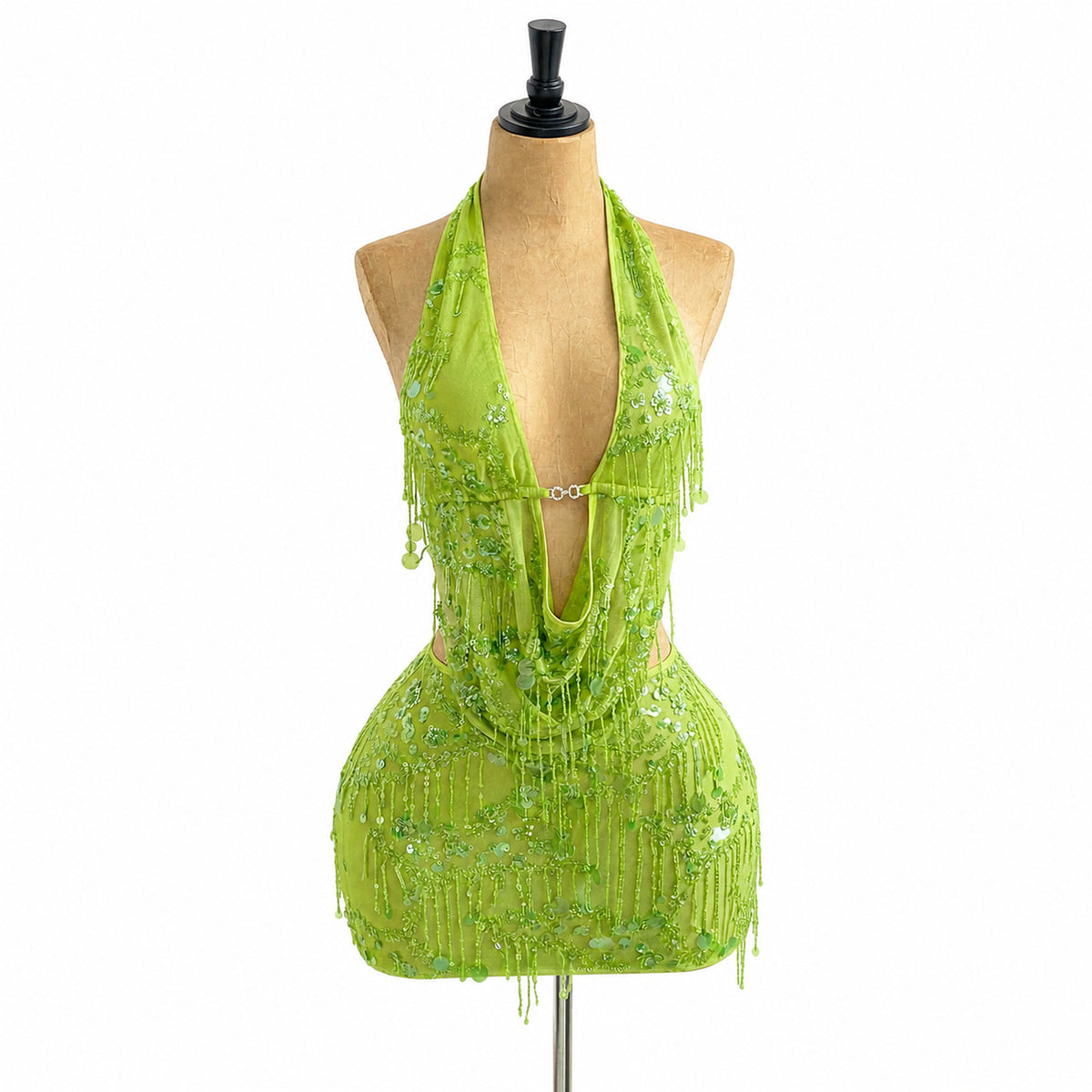 Amélie · Conjunto corto de lentejuelas con cuello halter