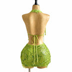 Amélie · Conjunto corto de lentejuelas con cuello halter