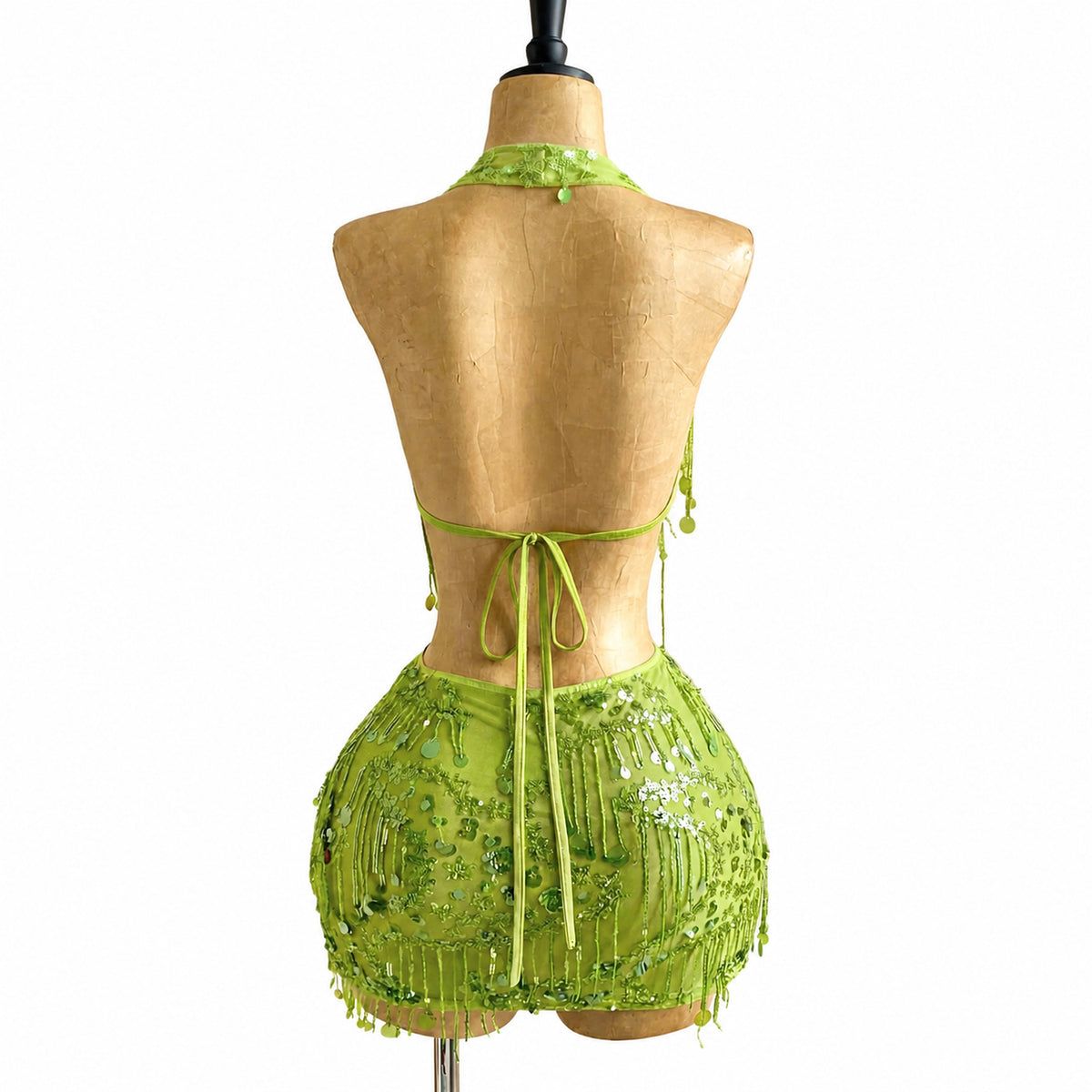 Amélie · Conjunto corto de lentejuelas con cuello halter