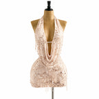 Amélie · Conjunto corto de lentejuelas con cuello halter