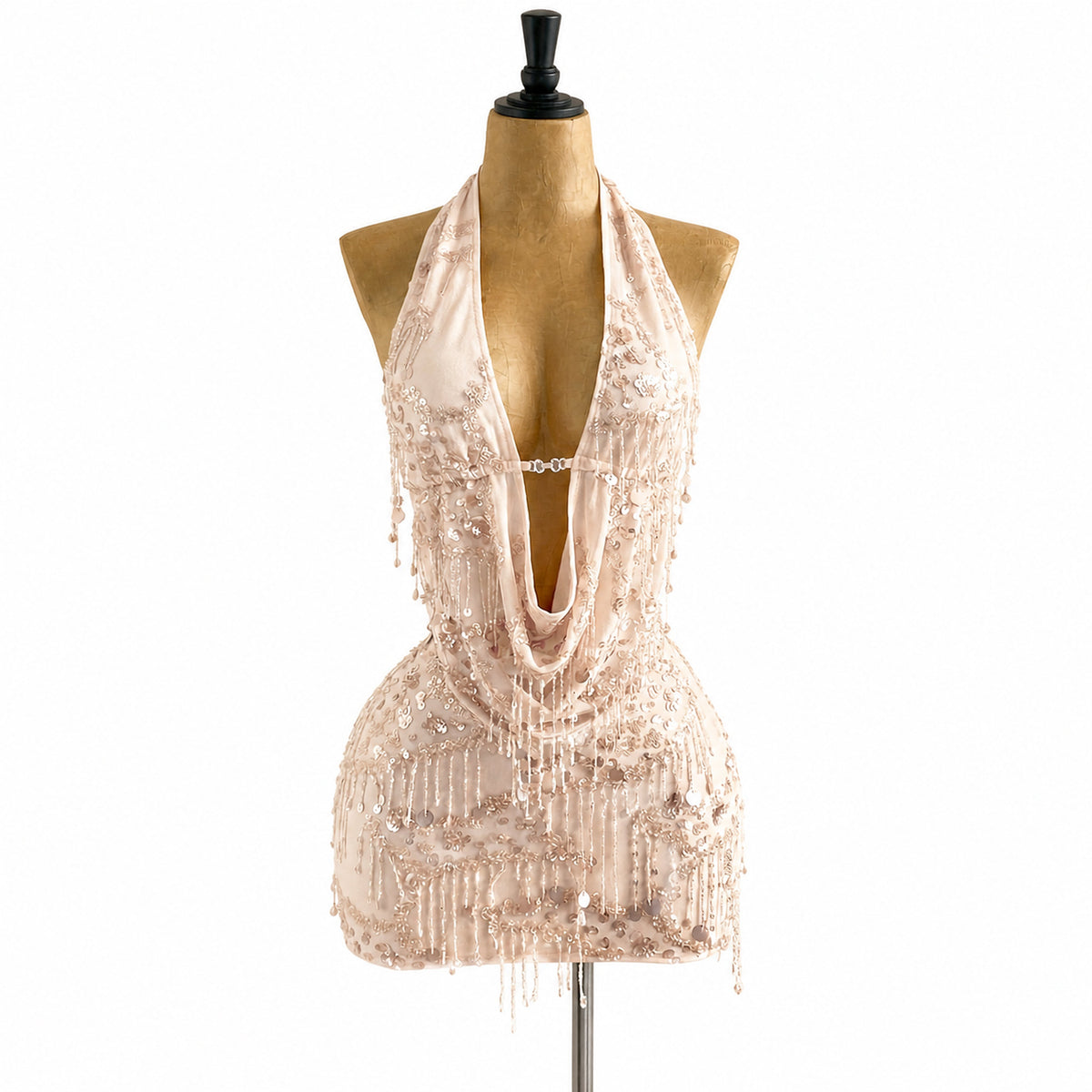 Amélie · Conjunto corto de lentejuelas con cuello halter