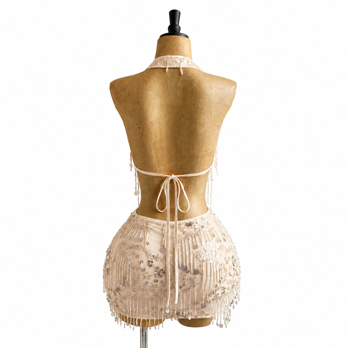 Amélie · Conjunto corto de lentejuelas con cuello halter