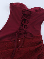 Amélie · Vestido corto drapeado con brillo