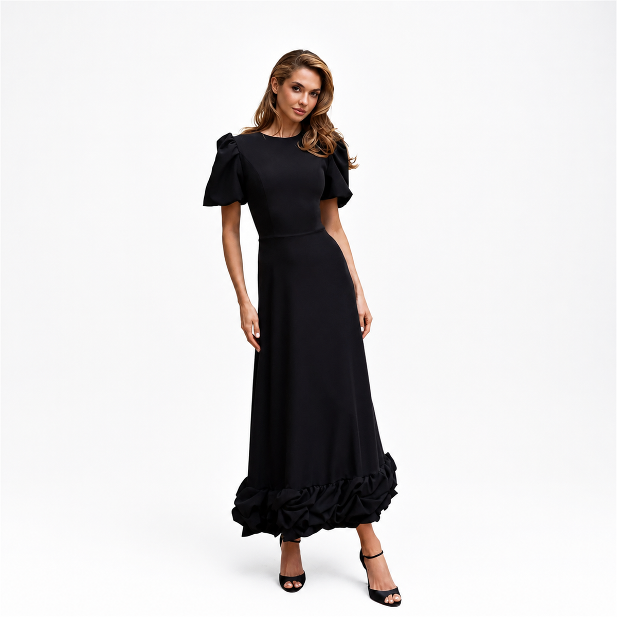 Amélie · Vestido largo con volantes esculpidos