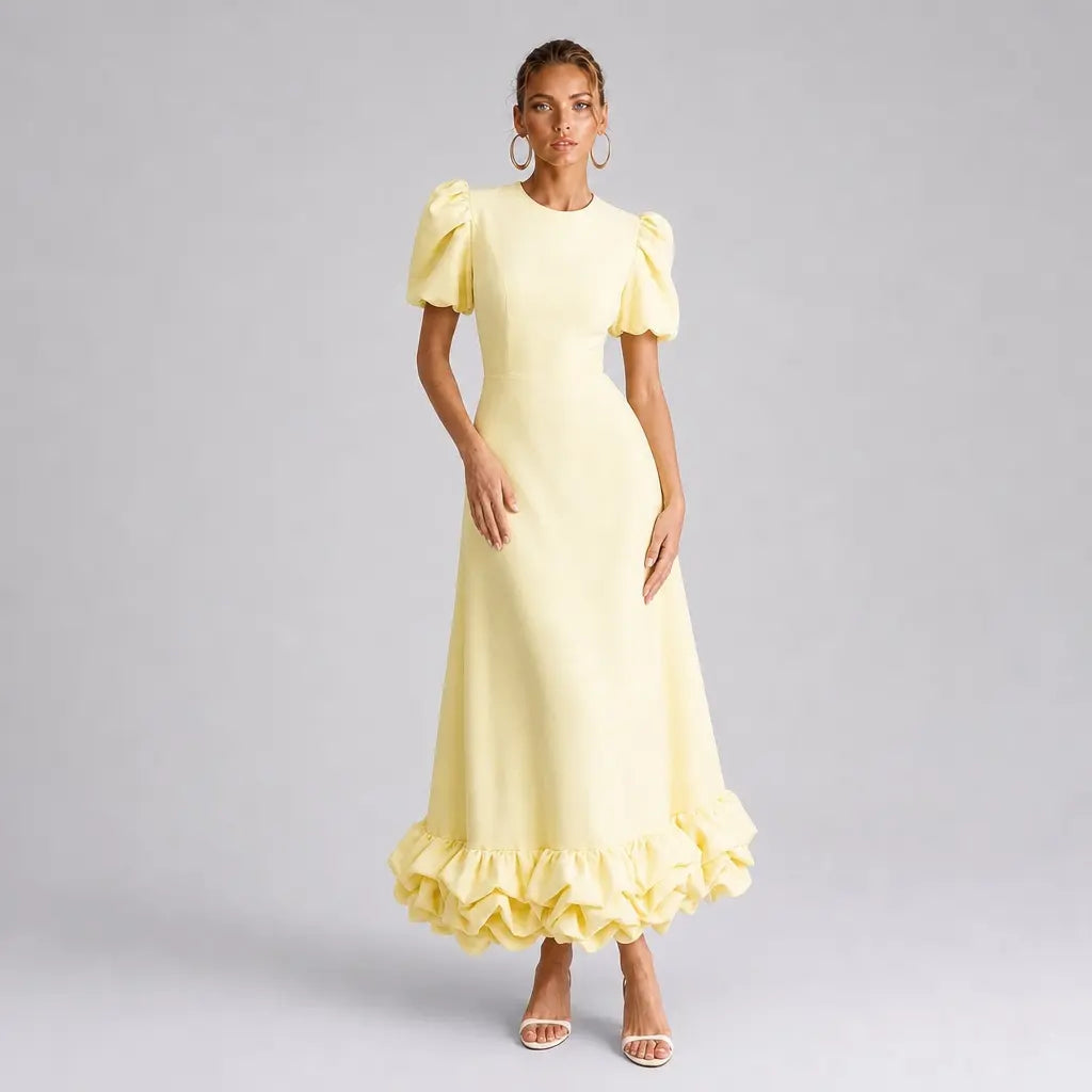Amélie · Vestido largo con volantes esculpidos
