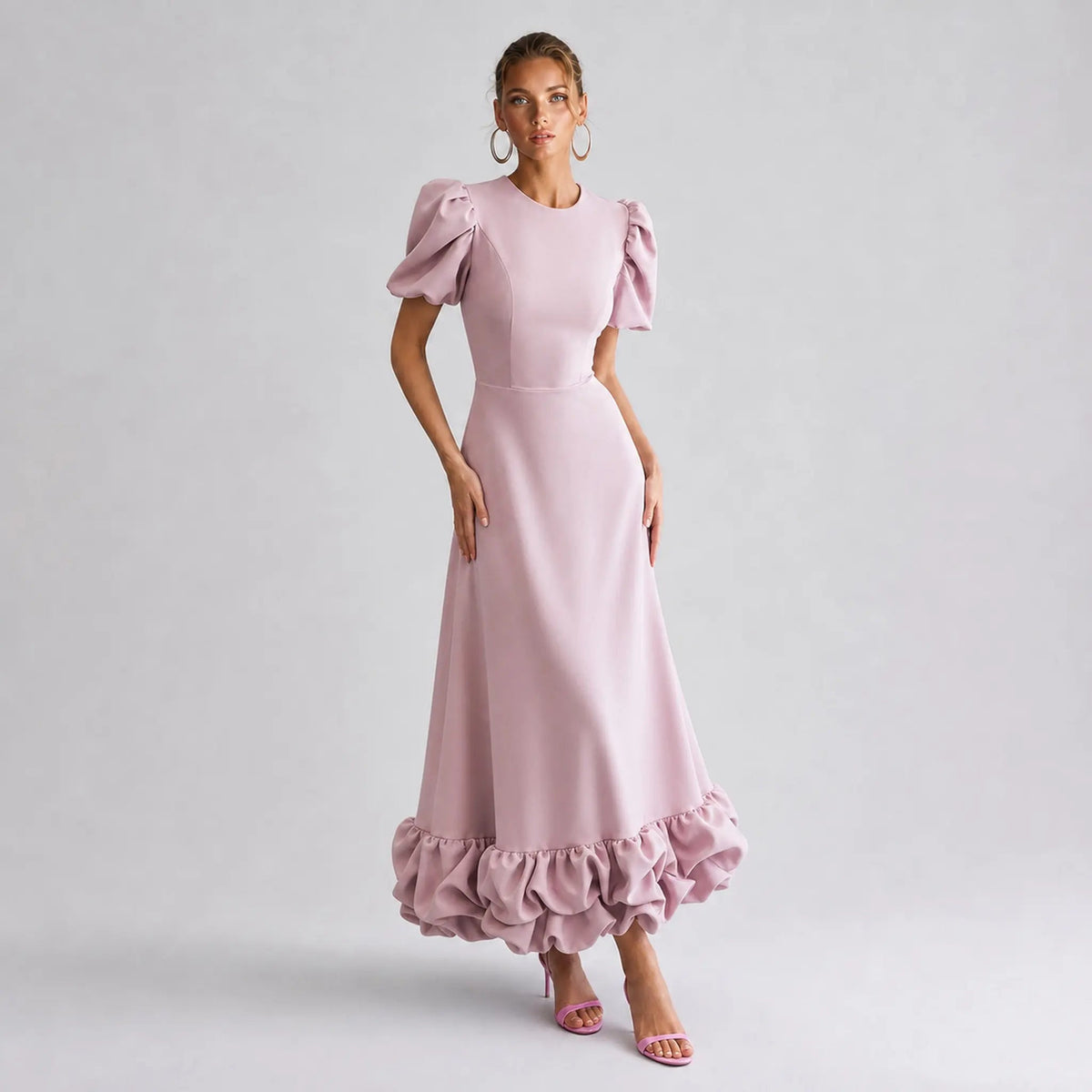 Amélie · Vestido largo con volantes esculpidos