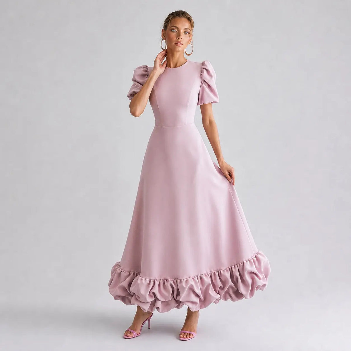 Amélie · Vestido largo con volantes esculpidos