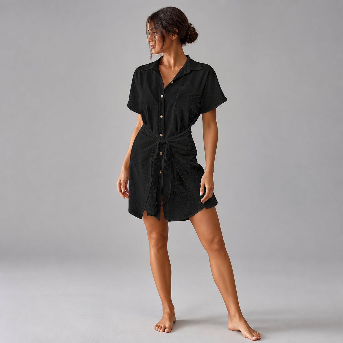 Amélie · Camisa pareo con botones y cintura anudada