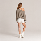 Amélie · Sudadera holgada de hombros descubiertos con bajo anudado