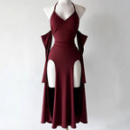 Amélie · Vestido largo con abertura y mangas desmontables