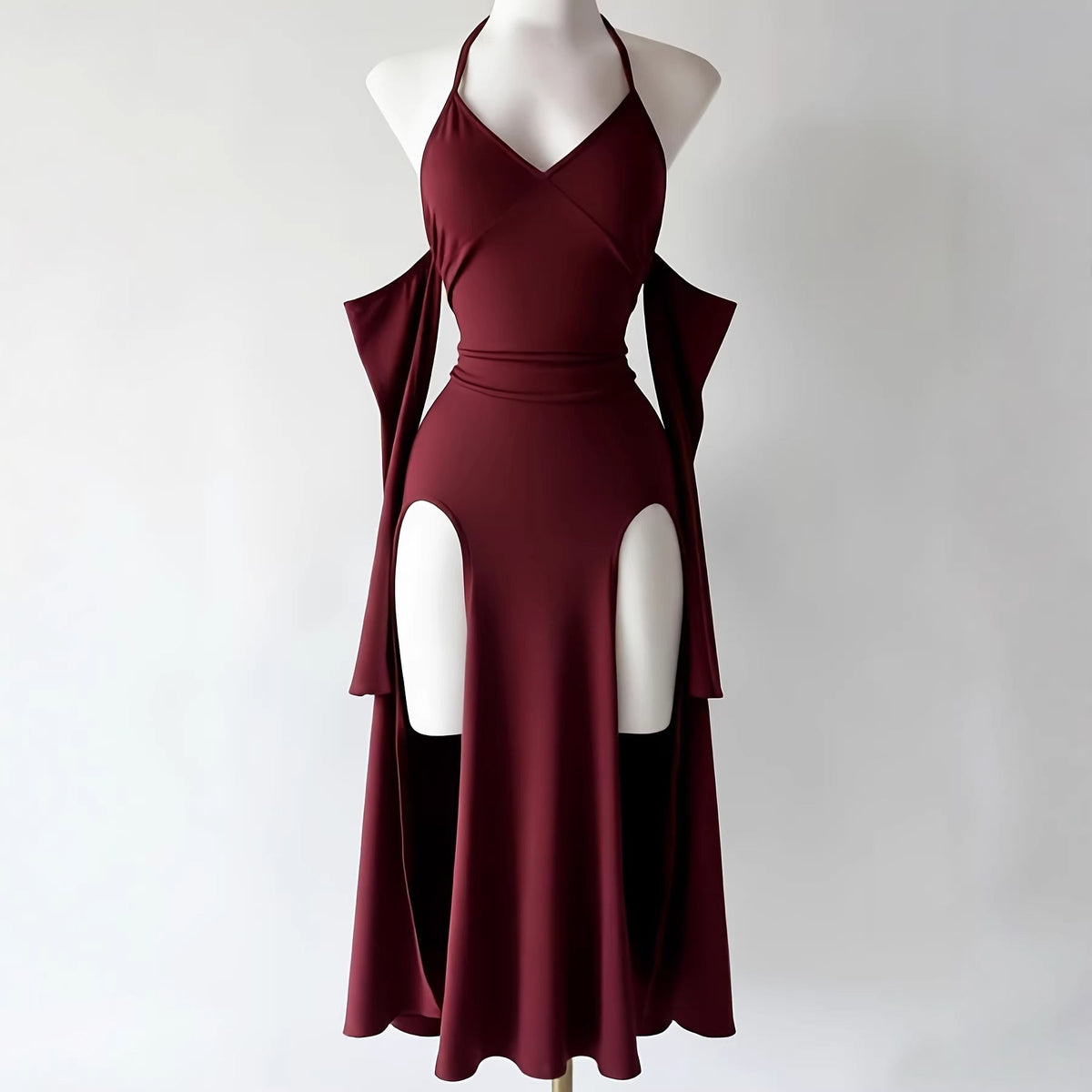 Amélie · Vestido largo con abertura y mangas desmontables